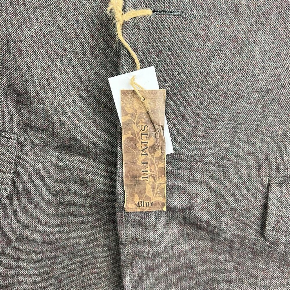 Pronto Uomo Blue Men's Brown Wool Blend Tweed Blazer Coat Jacket XL Slim Fit - Picture 5 of 12